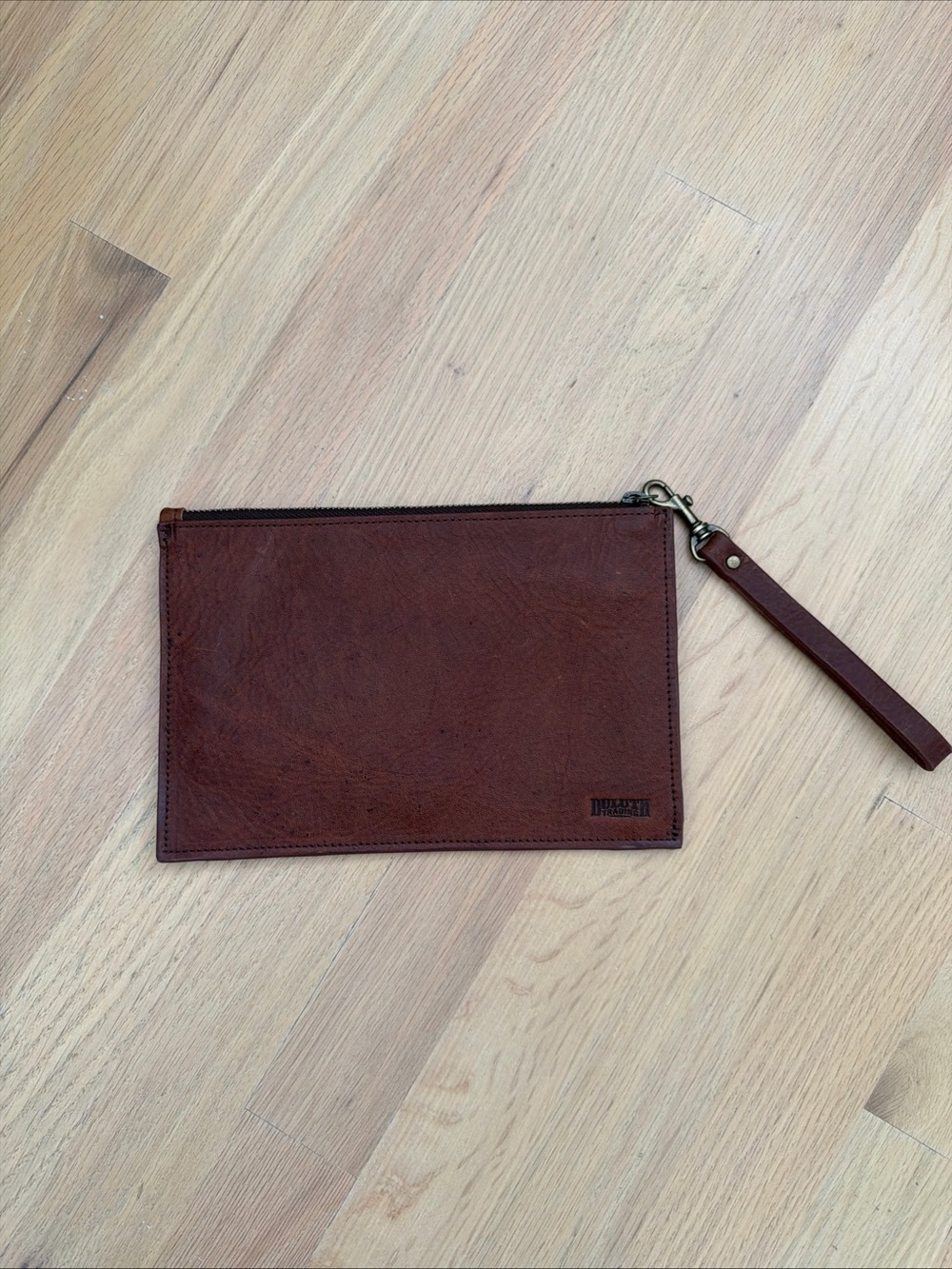 Duluth Trading Co Lifetime Leather Wristlet Clutch Brown Organizer Wallet 9x6